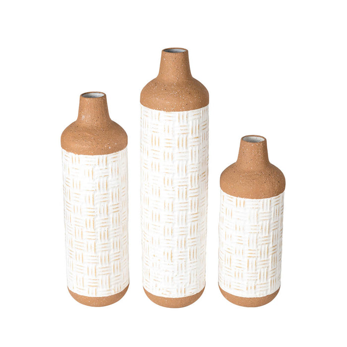 Boho/Farmhouse Decorative Table/Floor Metal Vase, Set of 3