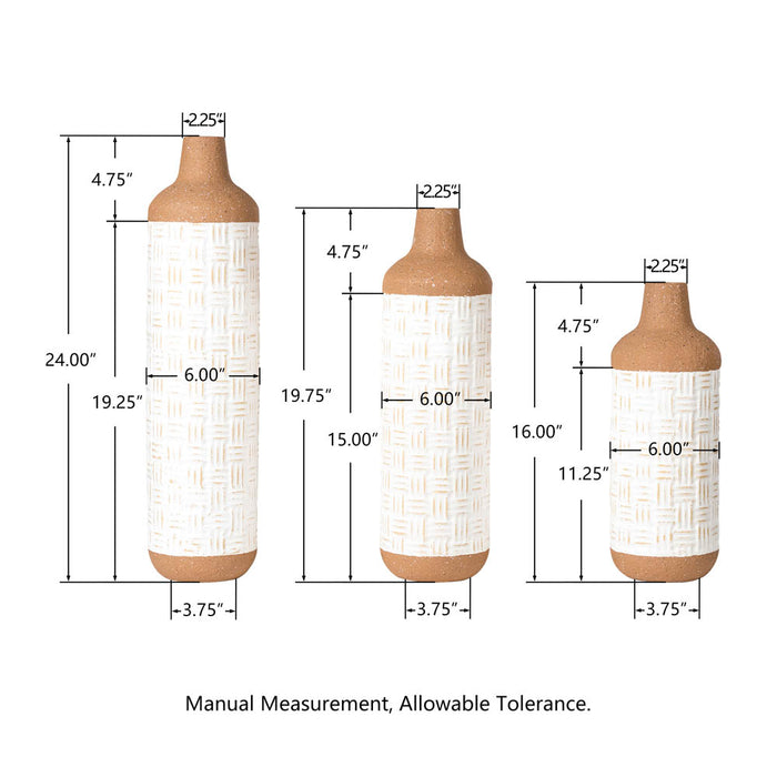 Boho/Farmhouse Decorative Table/Floor Metal Vase, Set of 3