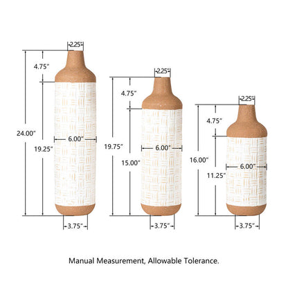 Boho/Farmhouse Decorative Table/Floor Metal Vase, Set of 3
