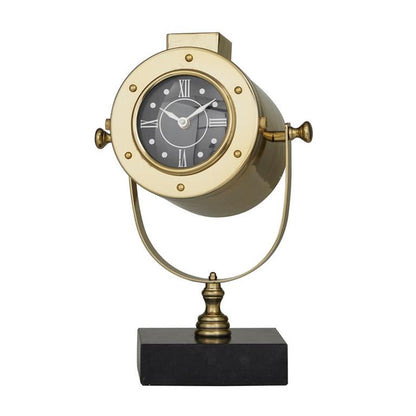 BRASS STAINLESS STEEL CLOCK WITH BLACK BASE