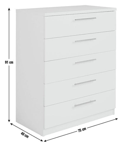 Brisbane 5 drawers Chest â€“ White ( B Grade )