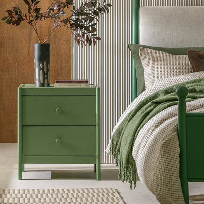 Bronte 2 Drawer Bedside Table - Green | Bedroom furniture