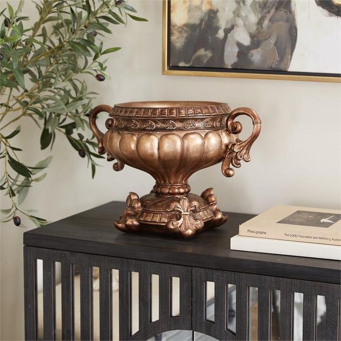 BRONZE POLYSTONE ORNATE DECORATIVE BOWL