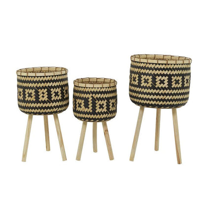 BROWN BAMBOO TRIBAL HANDMADE PLANTER
