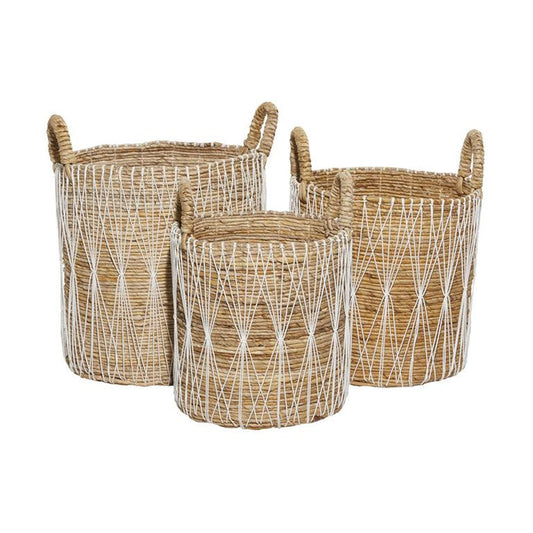 BROWN BANANA LEAF STORAGE BASKET