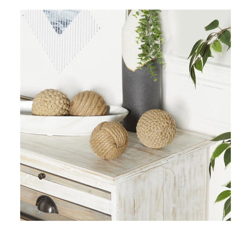 BROWN JUTE HANDMADE DECORATIVE BALL ORBS & VASE FILLER WITH VARYING DESIGNS
