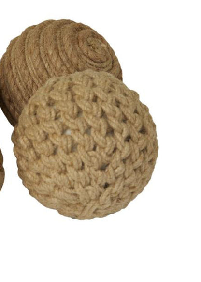 BROWN JUTE HANDMADE DECORATIVE BALL ORBS & VASE FILLER WITH VARYING DESIGNS