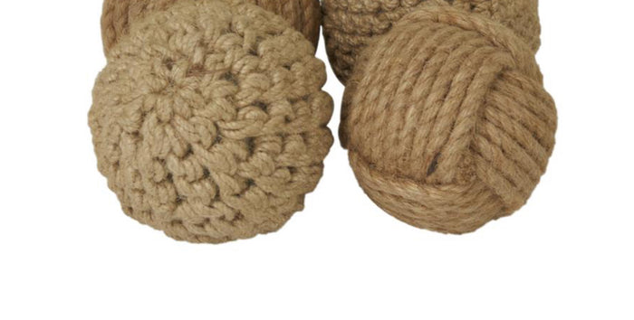 BROWN JUTE HANDMADE DECORATIVE BALL ORBS & VASE FILLER WITH VARYING DESIGNS