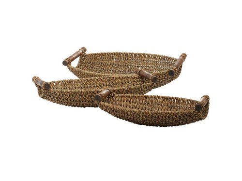 BROWN METAL HANDMADE STORAGE BASKET WITH HANDLES