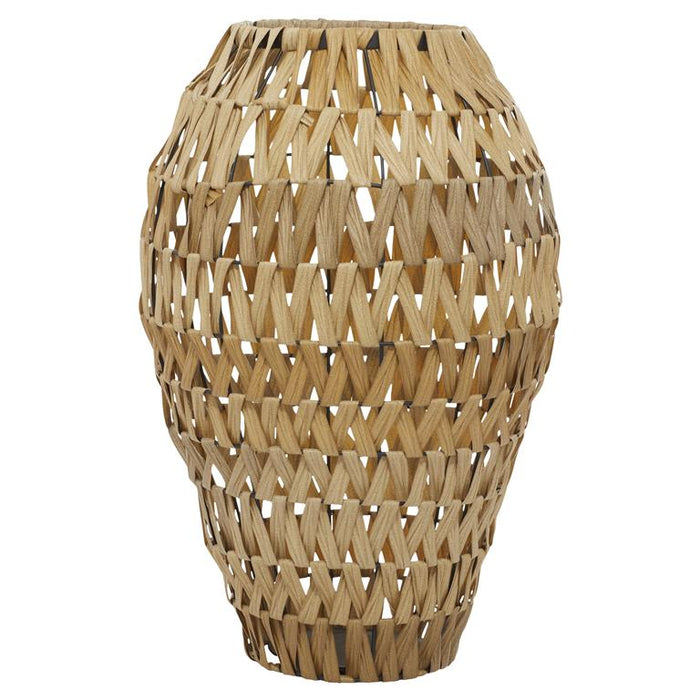 BROWN PLASTIC RATTAN HANDMADE WOVEN VASE