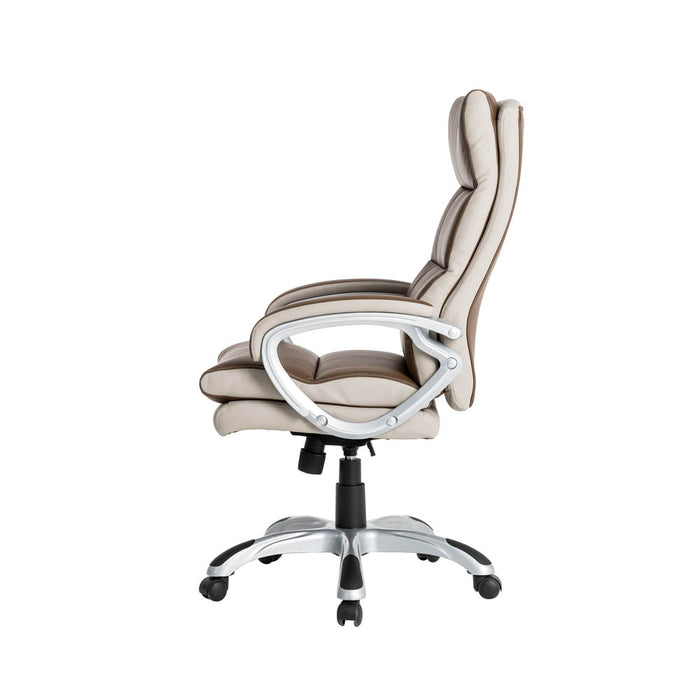 Brown PU Leather Gaslift Adjustable High-Back Swivel Office Chair
