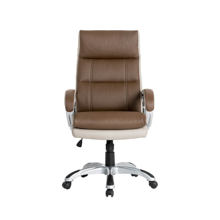 Brown PU Leather Gaslift Adjustable High-Back Swivel Office Chair