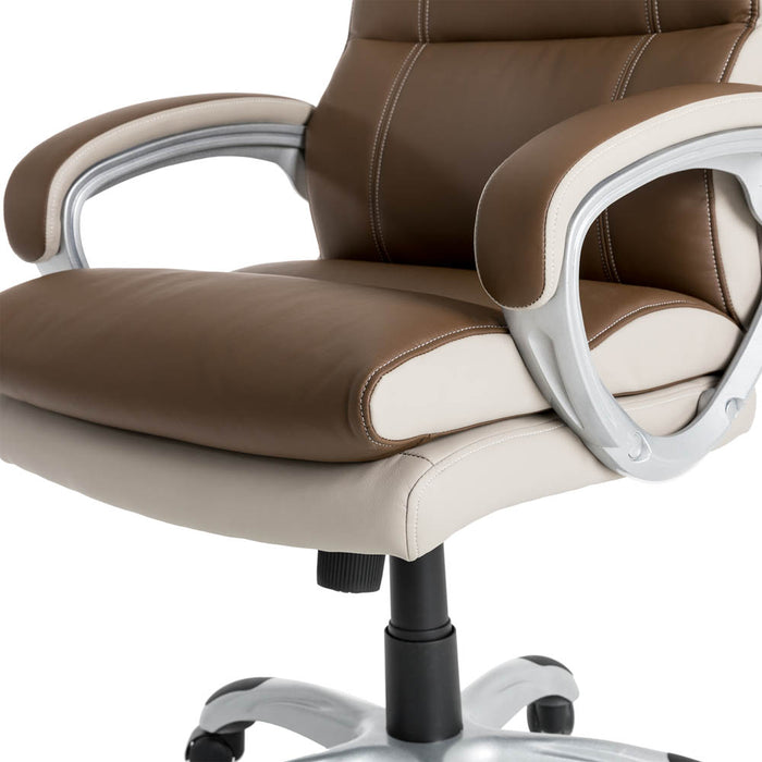 Brown PU Leather Gaslift Adjustable High-Back Swivel Office Chair