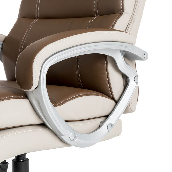 Brown PU Leather Gaslift Adjustable High-Back Swivel Office Chair