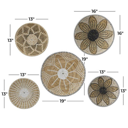 BROWN SEAGRASS PLATE HANDMADE BASKET WALL DECOR,