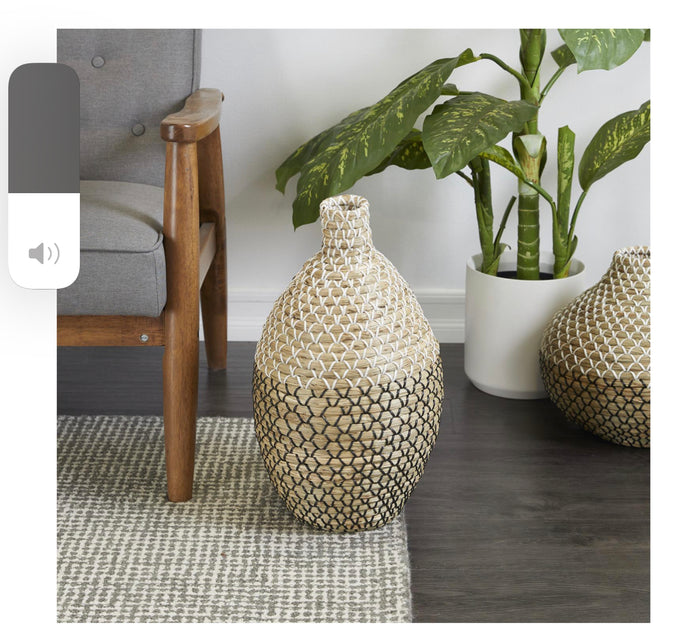 BROWN SEAGRASS TALL WOVEN FLOOR VASE