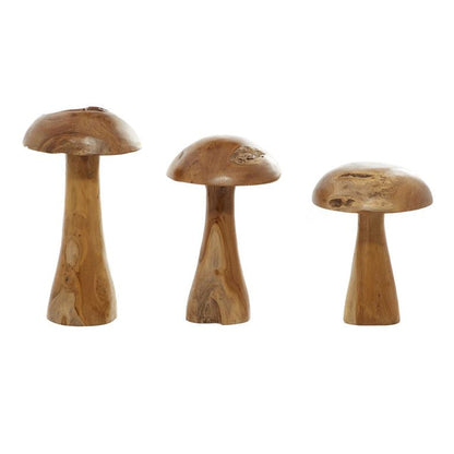 BROWN TEAK WOOD MUSHROOM HANDMADE LIVE EDGE SCULPTURE WITH NATURAL SMOOTH FINISH