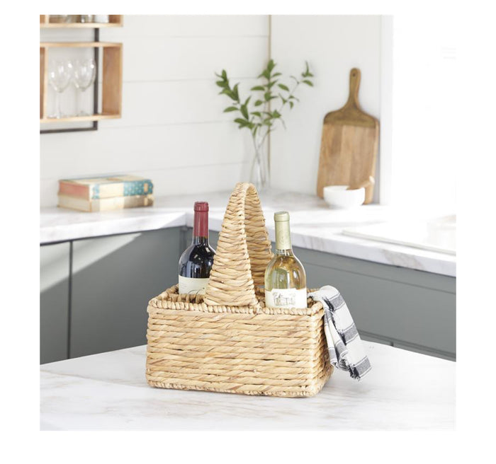 BROWN WATER HYACINTH COASTAL STORAGE BASKET, 15" X 13" X 9"