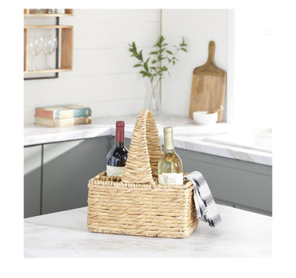 BROWN WATER HYACINTH COASTAL STORAGE BASKET, 15" X 13" X 9"