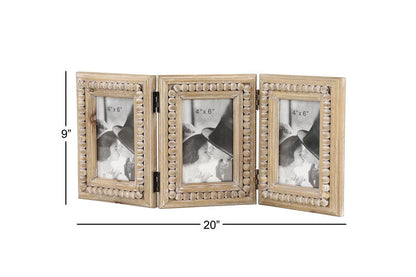 BROWN WOOD BEADED PHOTO FRAME