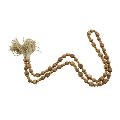 BROWN WOOD GEOMETRIC HANDMADE BEADED GARLAND WITH TASSEL