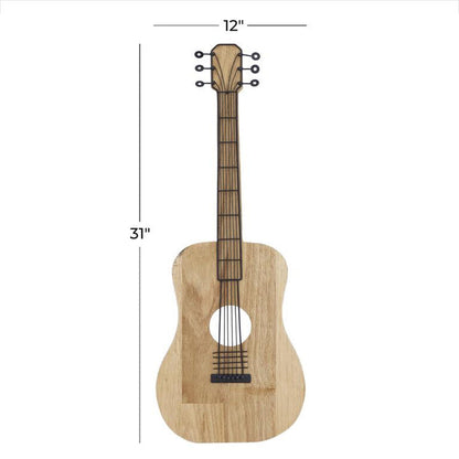 BROWN WOOD GUITAR WALL DECOR