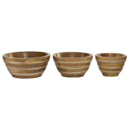 BROWN WOOD HANDMADE SERVING BOWL