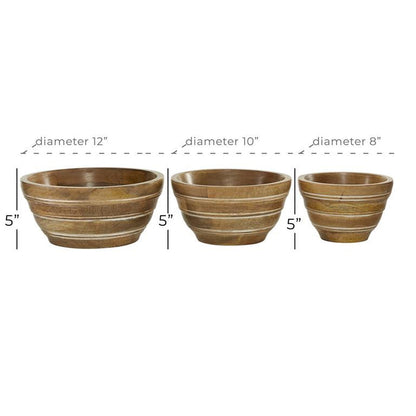 BROWN WOOD HANDMADE SERVING BOWL