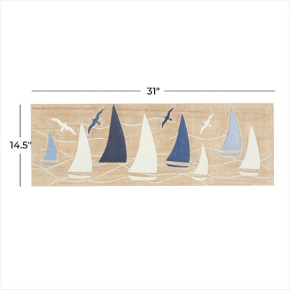 BROWN WOOD SAIL BOAT WALL DECOR