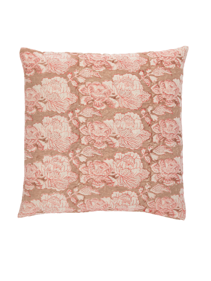 Cabbage Rose Clay & Coral Decorative Pillow Cover