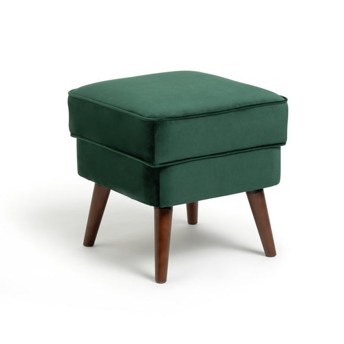 Callie Velvet Footstool - Forest Green | Plush Fabric Finish