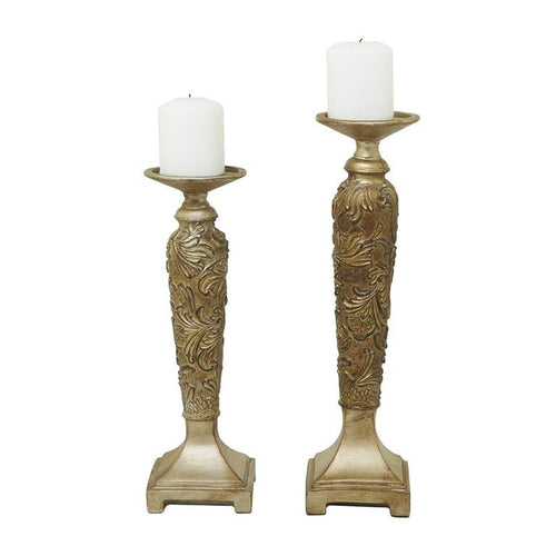 CHAMPAGNE POLYSTONE CANDLE HOLDER
