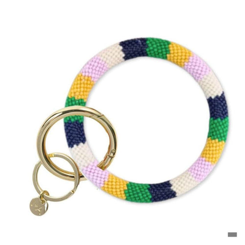 Chloe Stripe Beaded Key Ring Bracelet