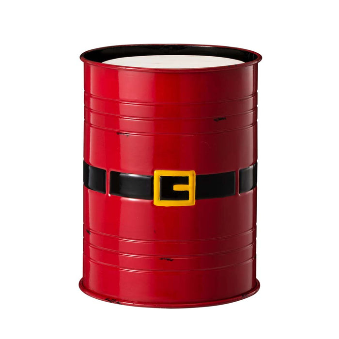 Christmas Santa Belt Metal Storage Container Space Saver with Wood Lid, Set of 2