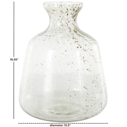 Clear Glass Speckled Decorative Vase with Brown Accents,