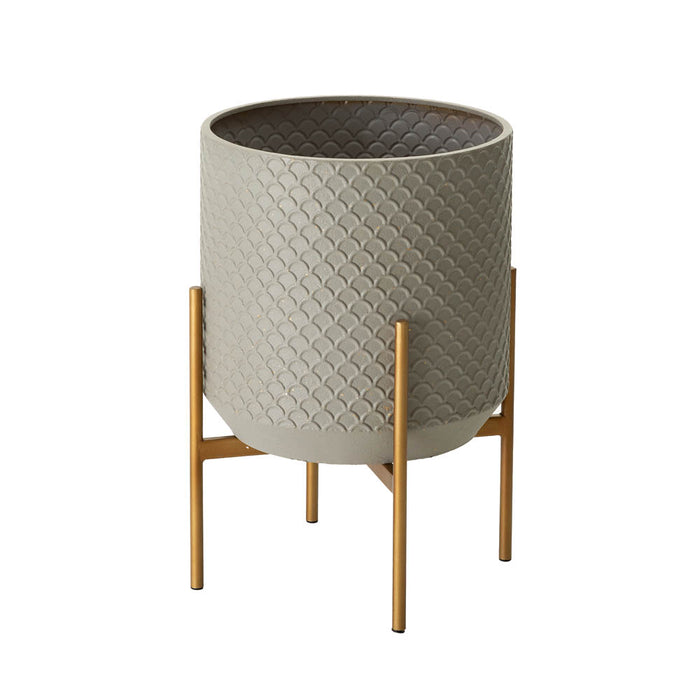 Concrete Patterned Metal Pot Planter Stand, Set of 2