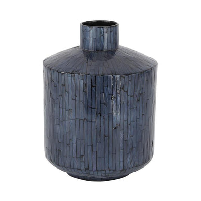 COSMOLIVING BY COSMOPOLITAN BLUE MOTHER OF PEARL HANDMADE VASE