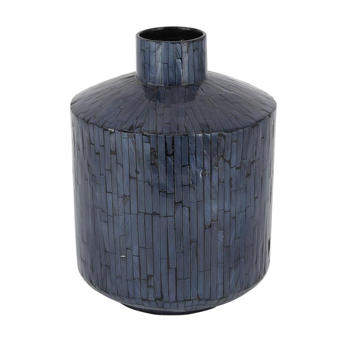 COSMOLIVING BY COSMOPOLITAN BLUE MOTHER OF PEARL HANDMADE VASE