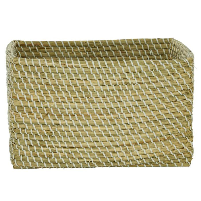 COSMOLIVING BY COSMOPOLITAN BROWN SEAGRASS HANDMADE STORAGE BASKET WITH HANDLES