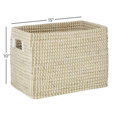 COSMOLIVING BY COSMOPOLITAN BROWN SEAGRASS HANDMADE STORAGE BASKET WITH HANDLES