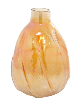 COSMOLIVING BY COSMOPOLITAN GOLD GLASS HANDMADE BLOWN VASE, 11" X 11" X 16"