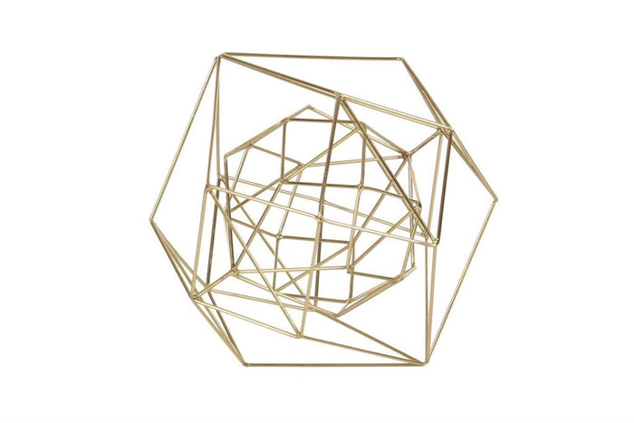 COSMOLIVING BY COSMOPOLITAN GOLD METAL GEOMETRIC SCULPTURE,