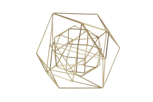 COSMOLIVING BY COSMOPOLITAN GOLD METAL GEOMETRIC SCULPTURE,
