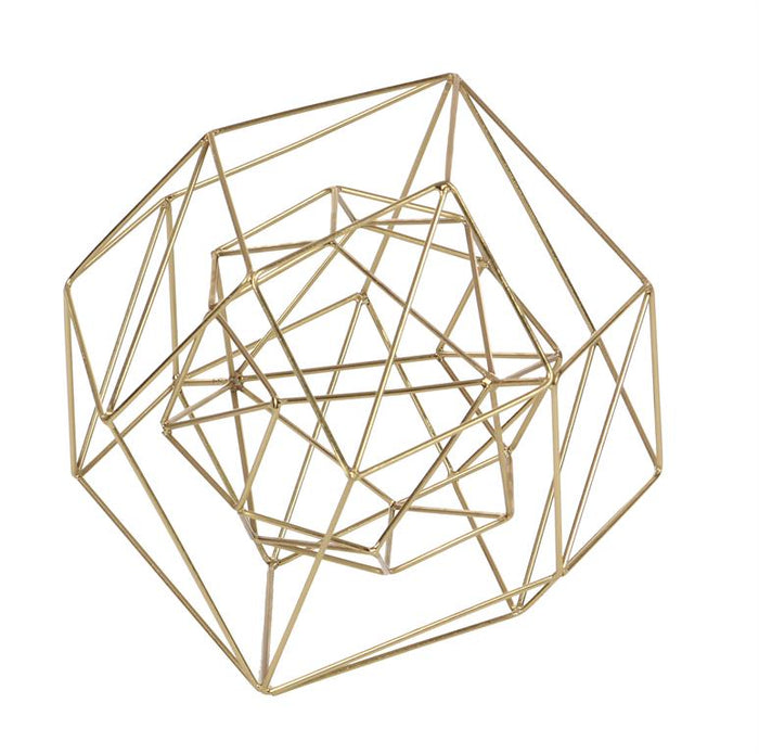 COSMOLIVING BY COSMOPOLITAN GOLD METAL GEOMETRIC SCULPTURE,