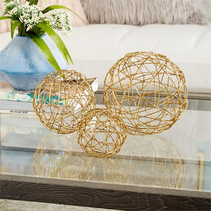 COSMOLIVING BY COSMOPOLITAN GOLD METAL GEOMETRIC SCULPTURE,