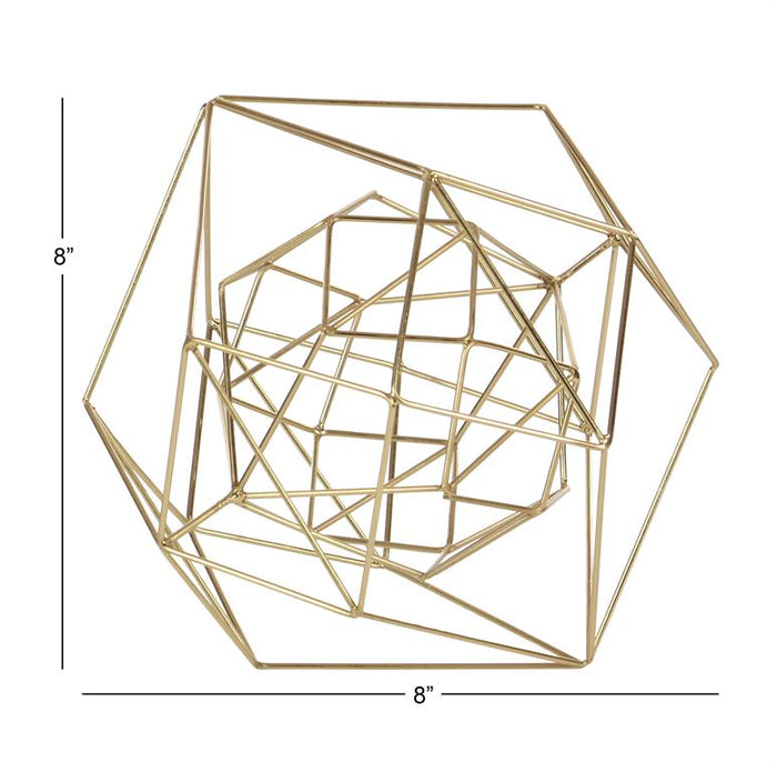 COSMOLIVING BY COSMOPOLITAN GOLD METAL GEOMETRIC SCULPTURE,
