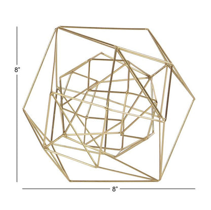 COSMOLIVING BY COSMOPOLITAN GOLD METAL GEOMETRIC SCULPTURE,