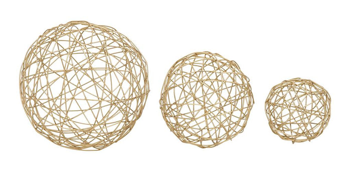 COSMOLIVING BY COSMOPOLITAN GOLD METAL GEOMETRIC SCULPTURE,