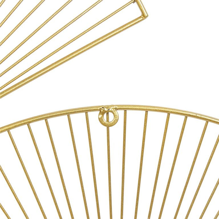COSMOLIVING BY COSMOPOLITAN GOLD METAL SUNBURST HALF MOON WALL DECOR