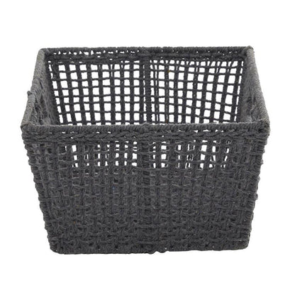 COSMOLIVING BY COSMOPOLITAN GRAY COTTON HANDMADE STORAGE BASKET WITH HANDLES,